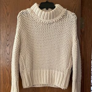 Free People Cream Cowl Neck Sweater